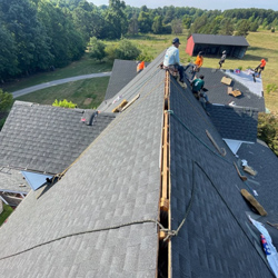 roof with gray shingles