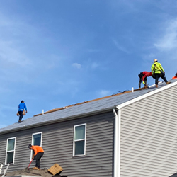 roof with gray shingles