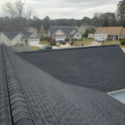 roof with new gray shingles